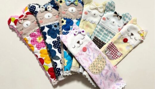 オーダーメイドのもこもこくまさんとネコちゃんのラケットのグリップカバー【テニス用品】